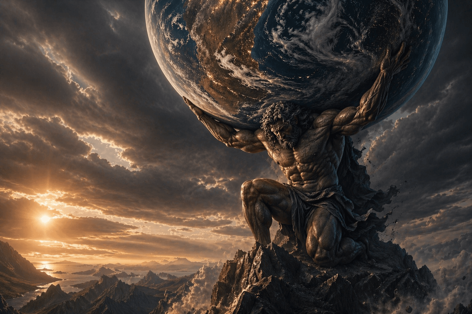 Atlas bearing the weight of the world